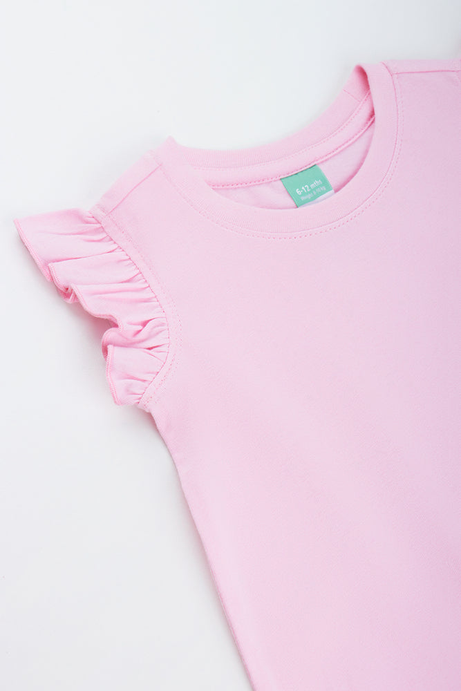 Pink Frill Sleeveless Vest (1)