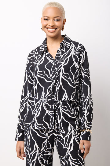 Black Floral Long Sleeve Shirt