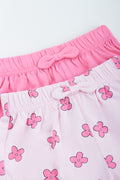 2 Pack Floral and Pink Knit Shorts (1)