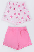 2 Pack Floral and Pink Knit Shorts (2)