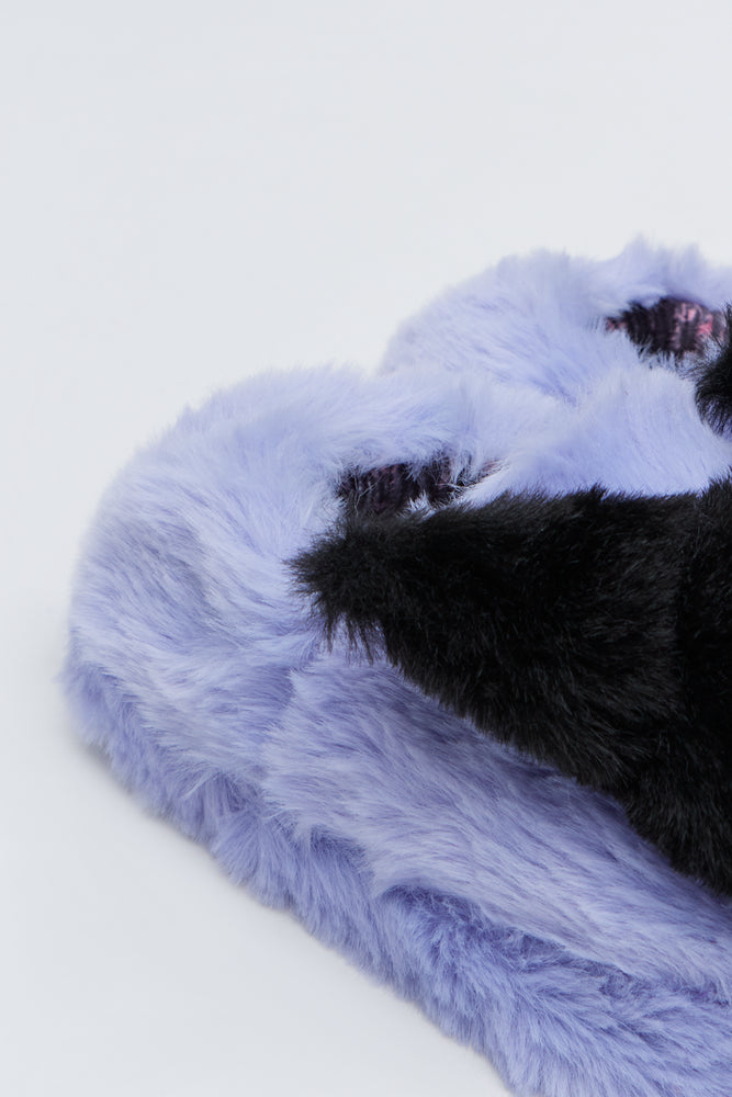 Lilac Kuromi Plush Novelty Slippers (3)