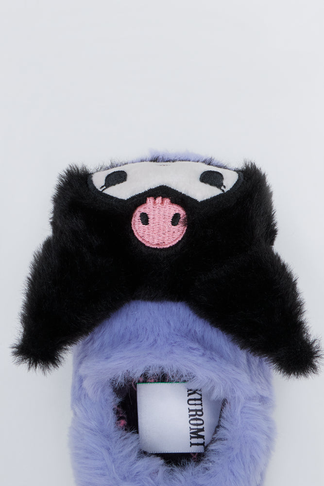 Lilac Kuromi Plush Novelty Slippers (4)