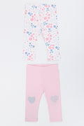 2 Pack Floral And Heart Leggings