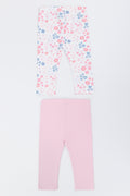 2 Pack Floral And Heart Leggings (2)