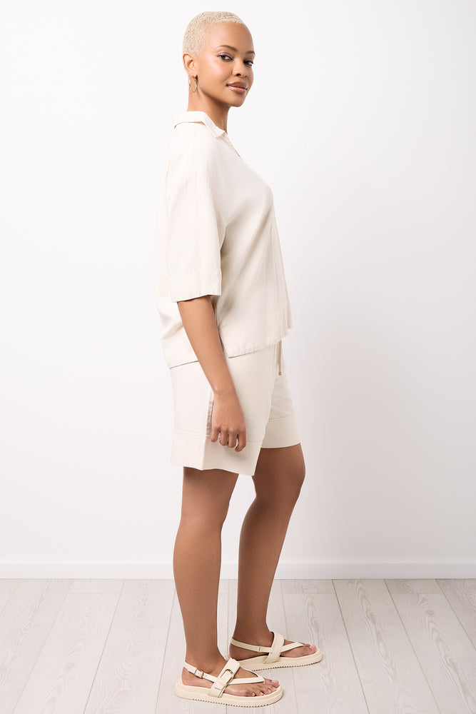 Stone V-Neck Linen Blend Top (1)