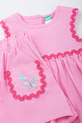 Pink Woven Butterfly Shorts Set (1)