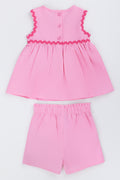 Pink Woven Butterfly Shorts Set (2)