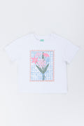 White Floral Stamp T-Shirt