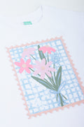 White Floral Stamp T-Shirt (1)