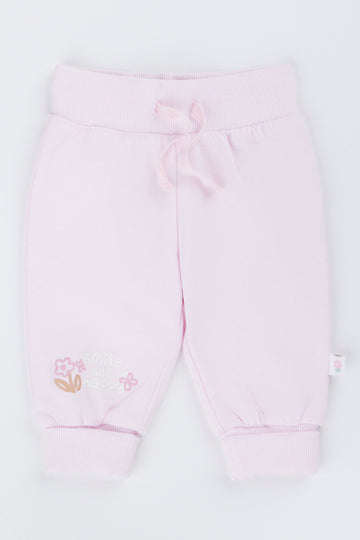 Pink Smile Graphic Baby Trackpants