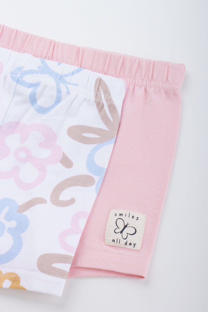 Floral and Pink Baby Shorts (1)