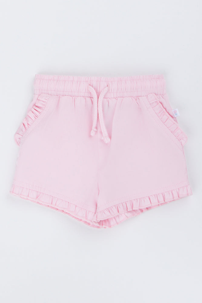 Pink Woven Frill Shorts