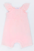 Pink Smocked Woven Baby Romper