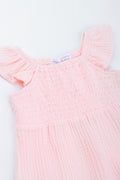 Pink Smocked Woven Baby Romper (1)