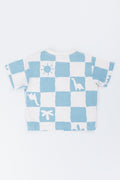 Baby Blue Dinosaur Check T-Shirt (2)