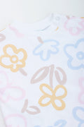 Cream Floral Frill Sleeve T-Shirt (1)