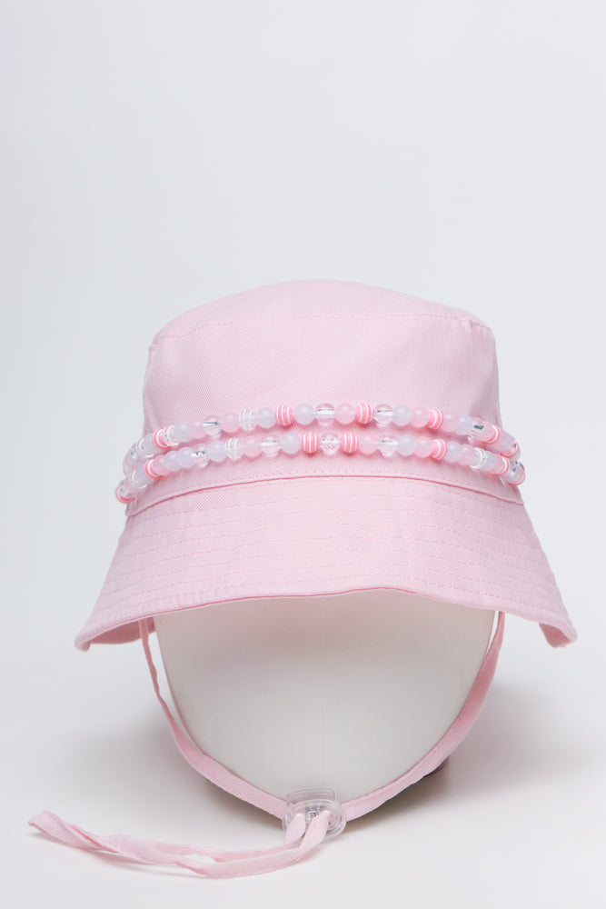 Light Pink Beaded Bucket Hat