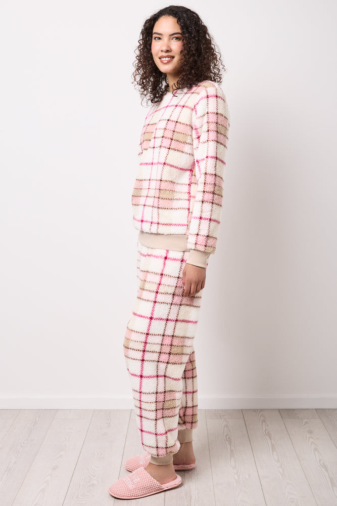 Pink Check Soft Sherpa Pyjamas (1)