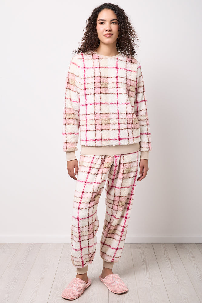Pink Check Soft Sherpa Pyjamas (4)
