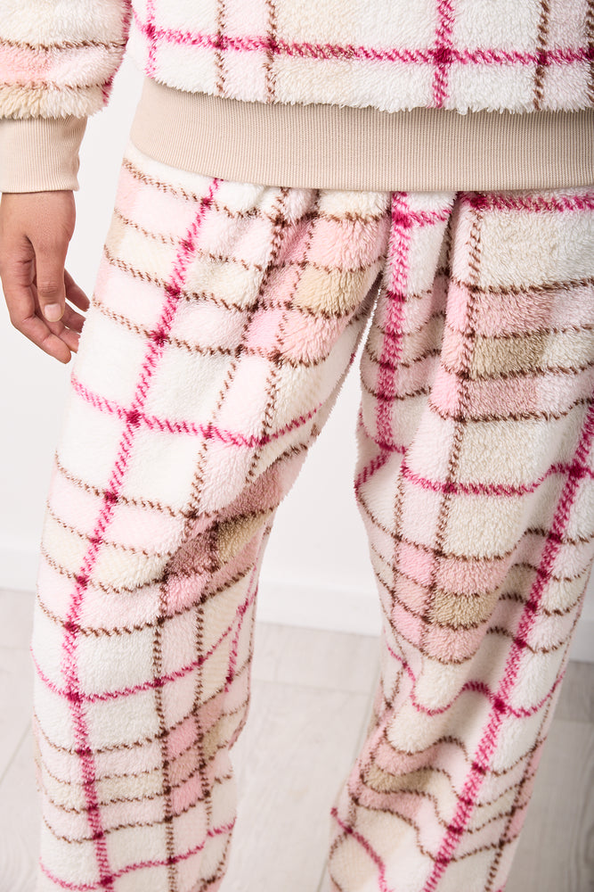 Pink Check Soft Sherpa Pyjamas (7)