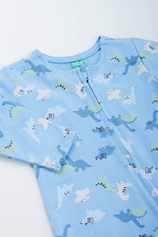 Blue Dinosaur Print Cotton Sleepsuit (1)
