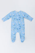 Blue Dinosaur Print Cotton Sleepsuit (2)