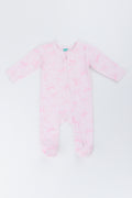 Pink Bow Print Baby Sleepsuit