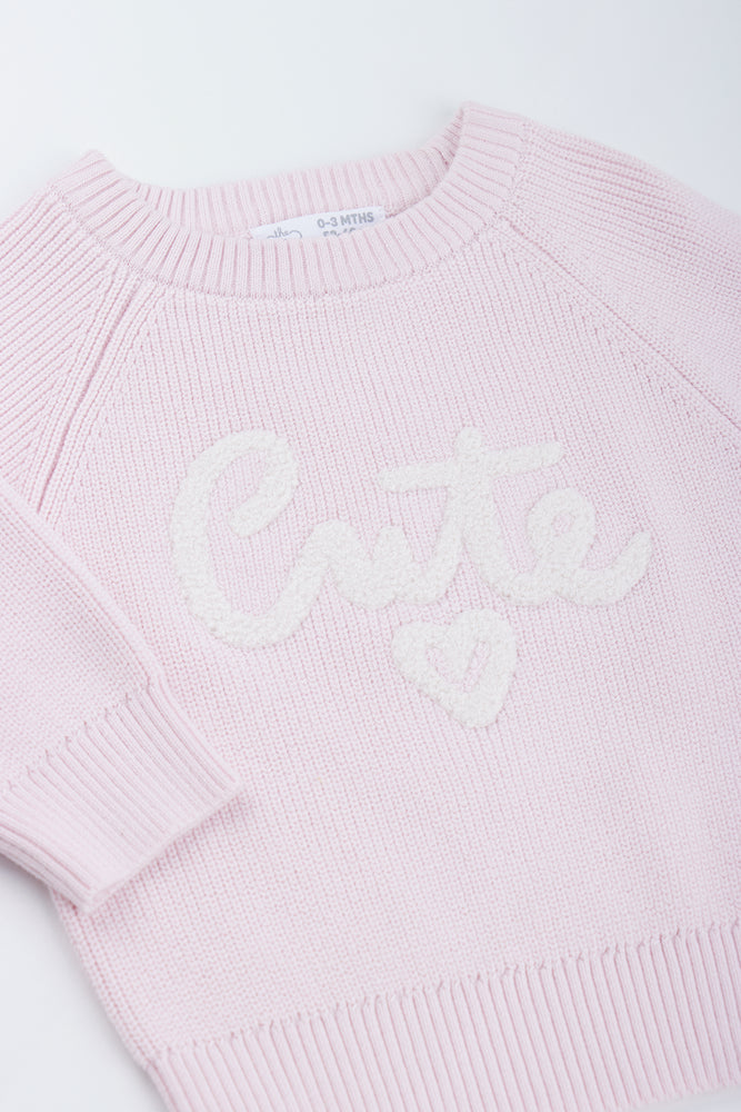 Pink Cute Knit Baby Jumper (1)