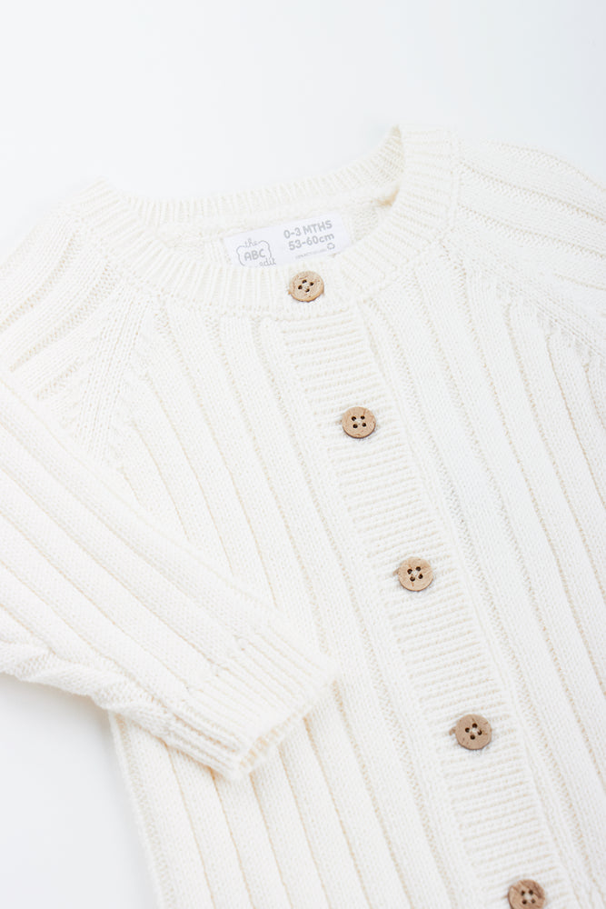 Cream Ribbed Baby Cardigan (1)