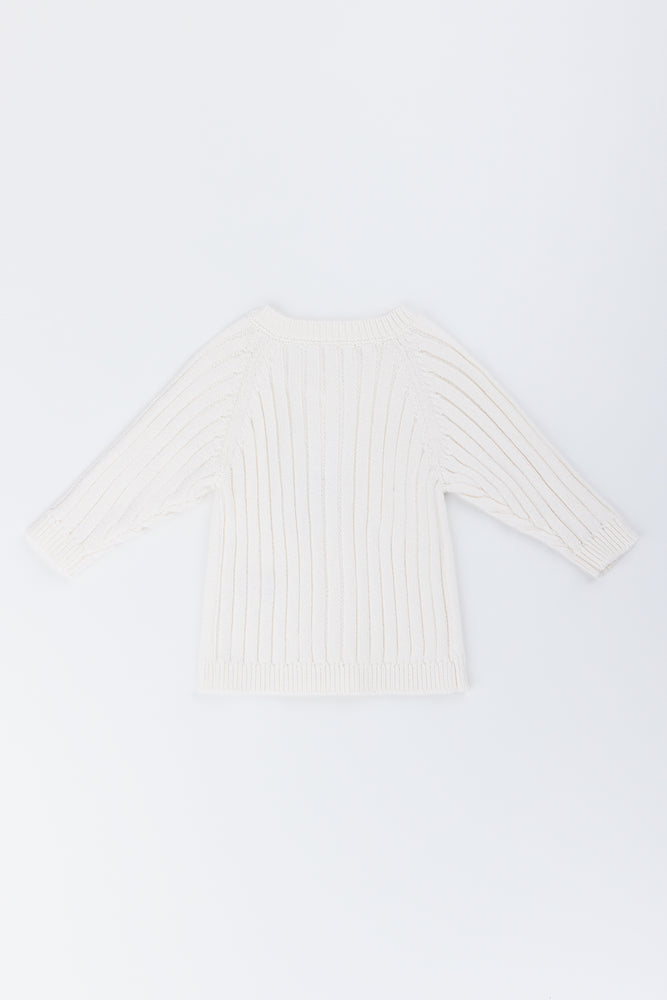 Cream Ribbed Baby Cardigan (2)