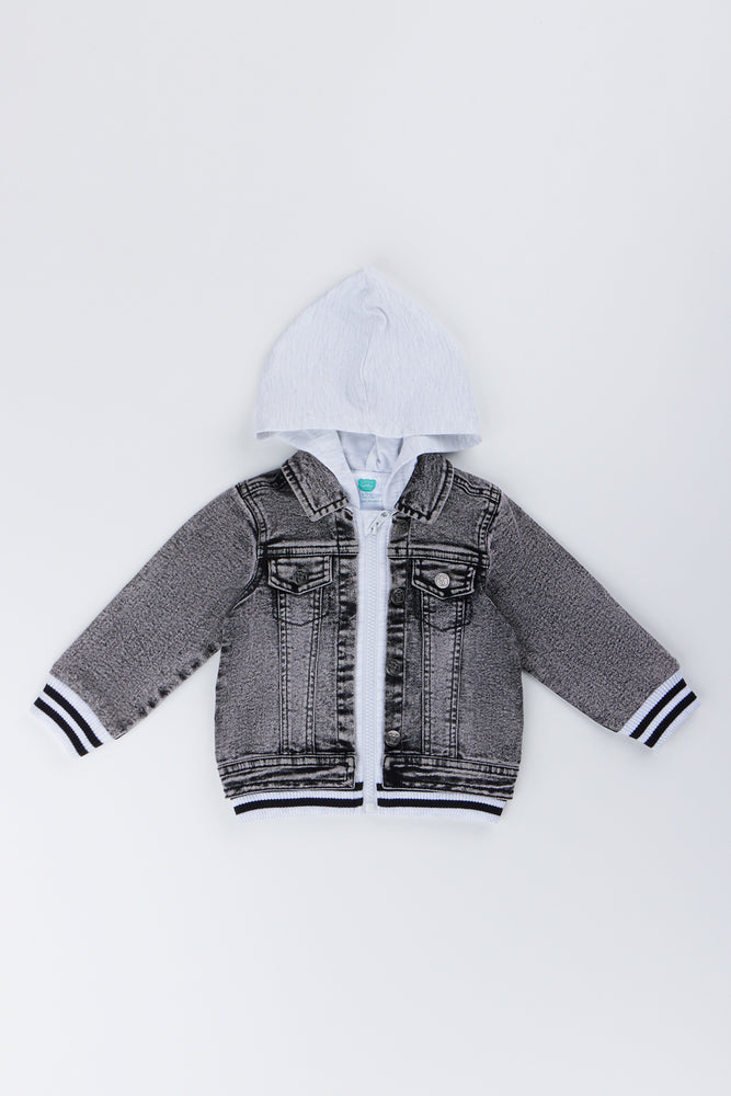 Grey Hooded Denim Jacket