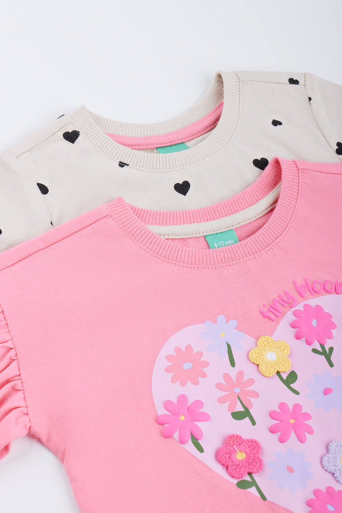 2 Pack Floral Heart T-Shirts (1)