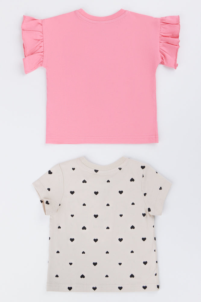 2 Pack Floral Heart T-Shirts (2)