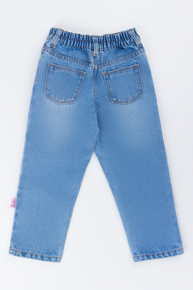 Embroidered Bow Detail Denim Pants (2)