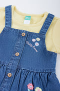 Floral Denim Pinafore Dress Set (1)