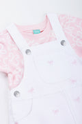White Bow Dungaree Pink Set (1)