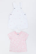 White Bow Dungaree Pink Set (2)