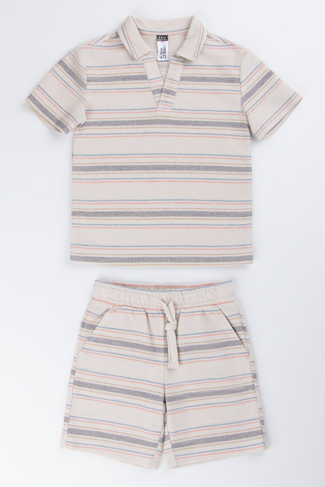Striped Texture Short Set