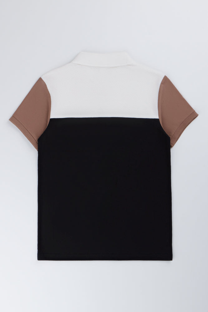 Three Colour Block Zip Golfer (2)
