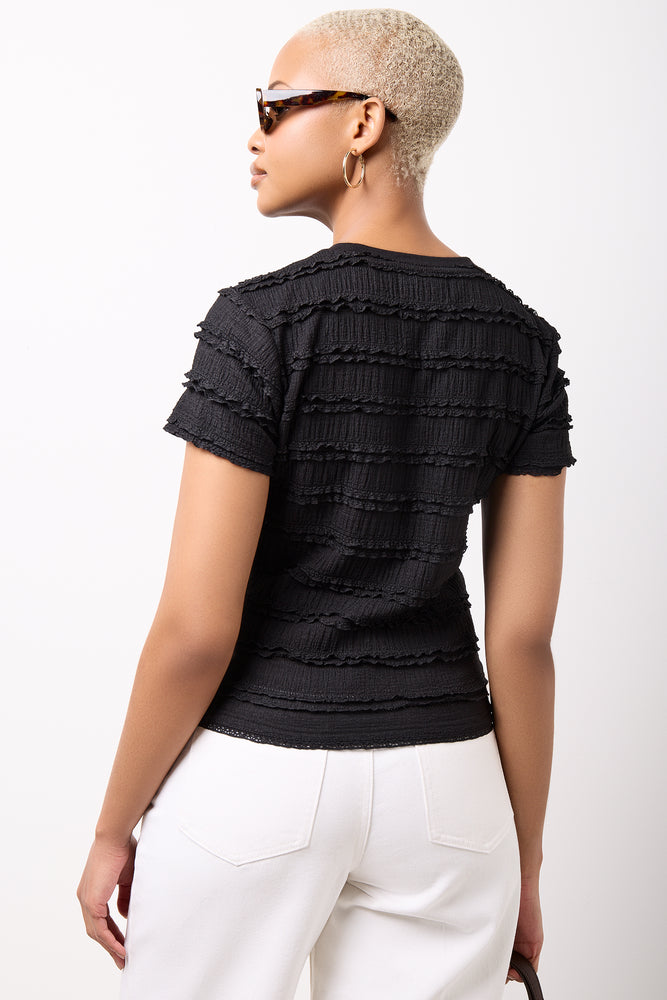 Black Crinkle Lace Detail Top (2)