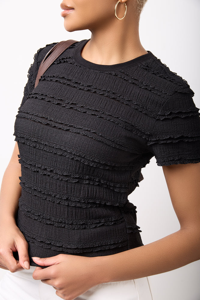 Black Crinkle Lace Detail Top (3)