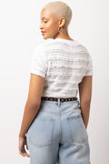 White Crinkle Lace Short Sleeve Top (2)