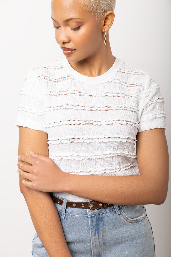 White Crinkle Lace Short Sleeve Top (3)