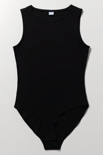 Sleeveless Black Basic Bodysuit