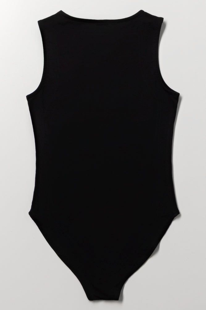 Sleeveless Black Basic Bodysuit (2)
