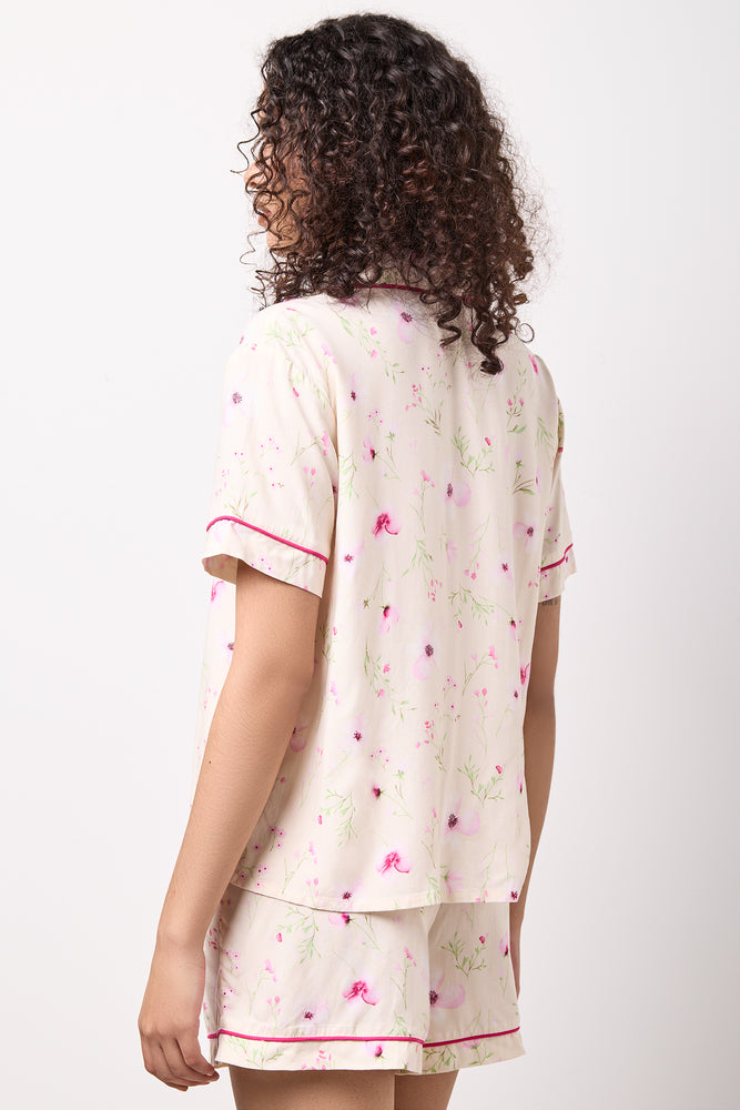 Floral Print Button Shorty Set (2)