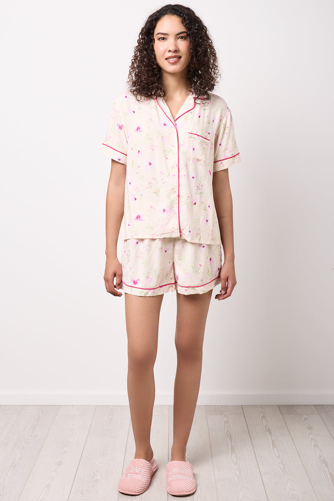 Floral Print Button Shorty Set (4)