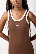 Ribbed Brown Sleeveless Bodycon Dress (3)