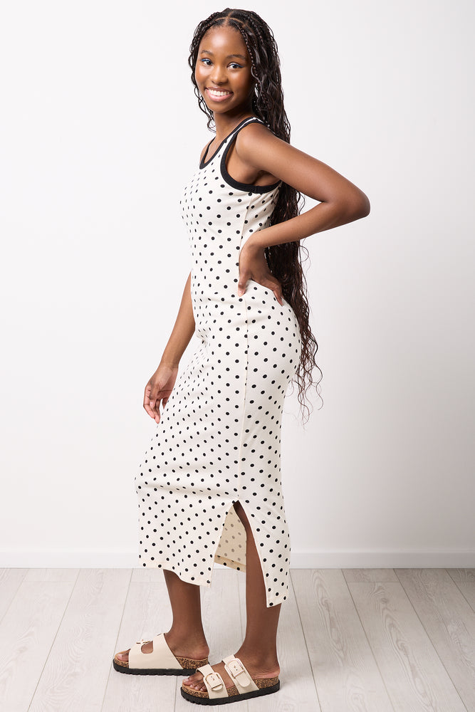 Polka Dot Sleeveless Bodycon Dress (1)