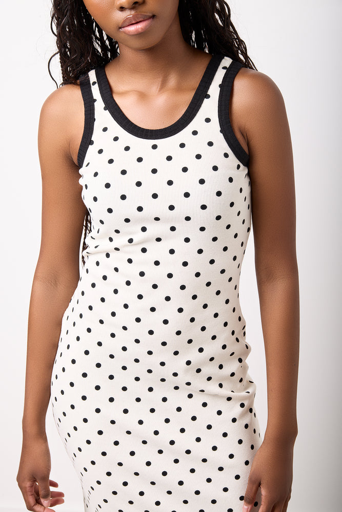 Polka Dot Sleeveless Bodycon Dress (3)